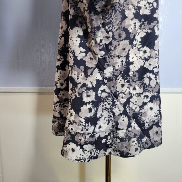 Unbranded 1X Navy Gray Floral Lightweight Chiffon Longsleeve Summer Blouse - Picture 6 of 10